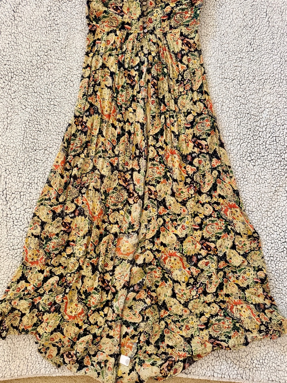Chelsea & Violet Black Floral Wrap Maxi Dress with Cream and Orange Accents - Picture 4 of 10